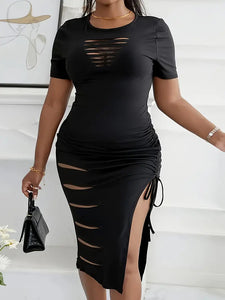 Plus Size Cutout Slit Bodycon Dress