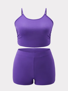Plus Size Solid Casual Two-piece Set