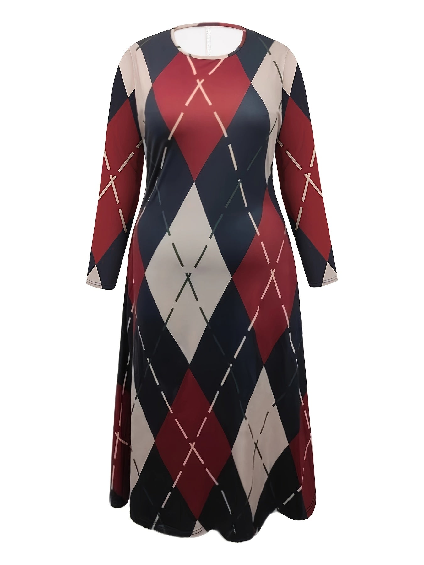 Diamond Pattern A-Line Dress - Elegant