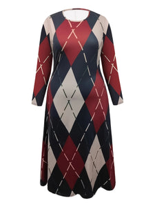 Diamond Pattern A-Line Dress - Elegant