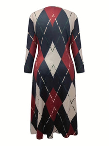 Diamond Pattern A-Line Dress - Elegant