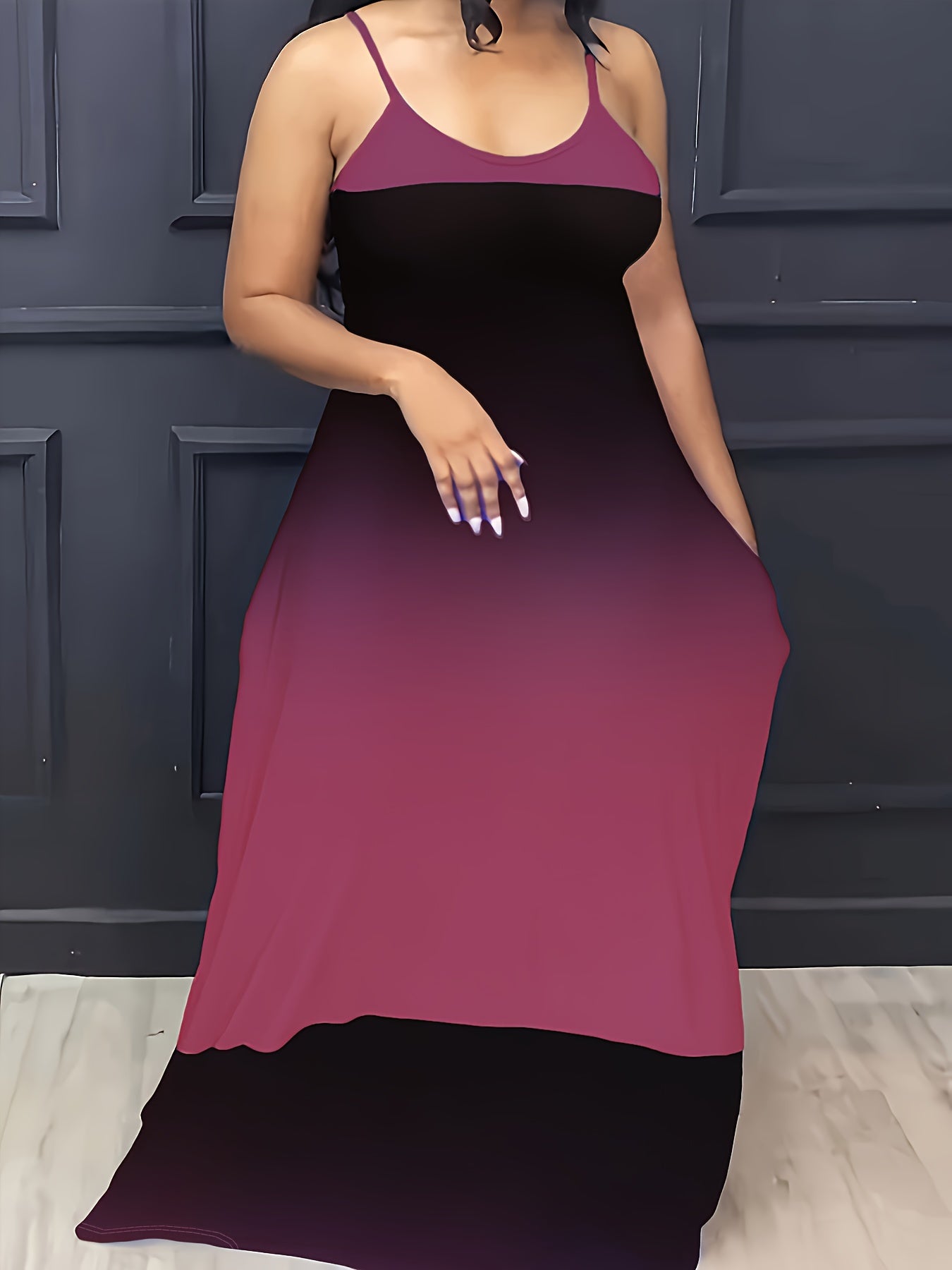 Plus Size Ombre Print Pocket Cami Dress