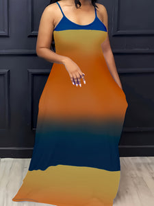 Plus Size Ombre Print Pocket Cami Dress