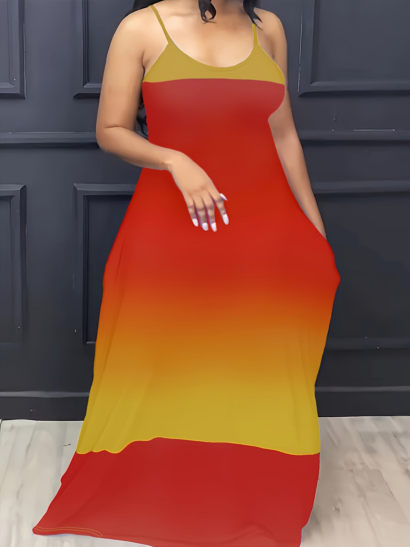 Plus Size Ombre Print Pocket Cami Dress