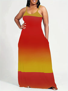 Plus Size Ombre Print Pocket Cami Dress