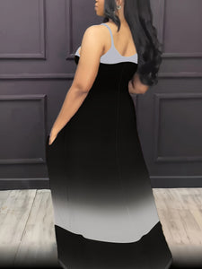 Plus Size Ombre Print Pocket Cami Dress