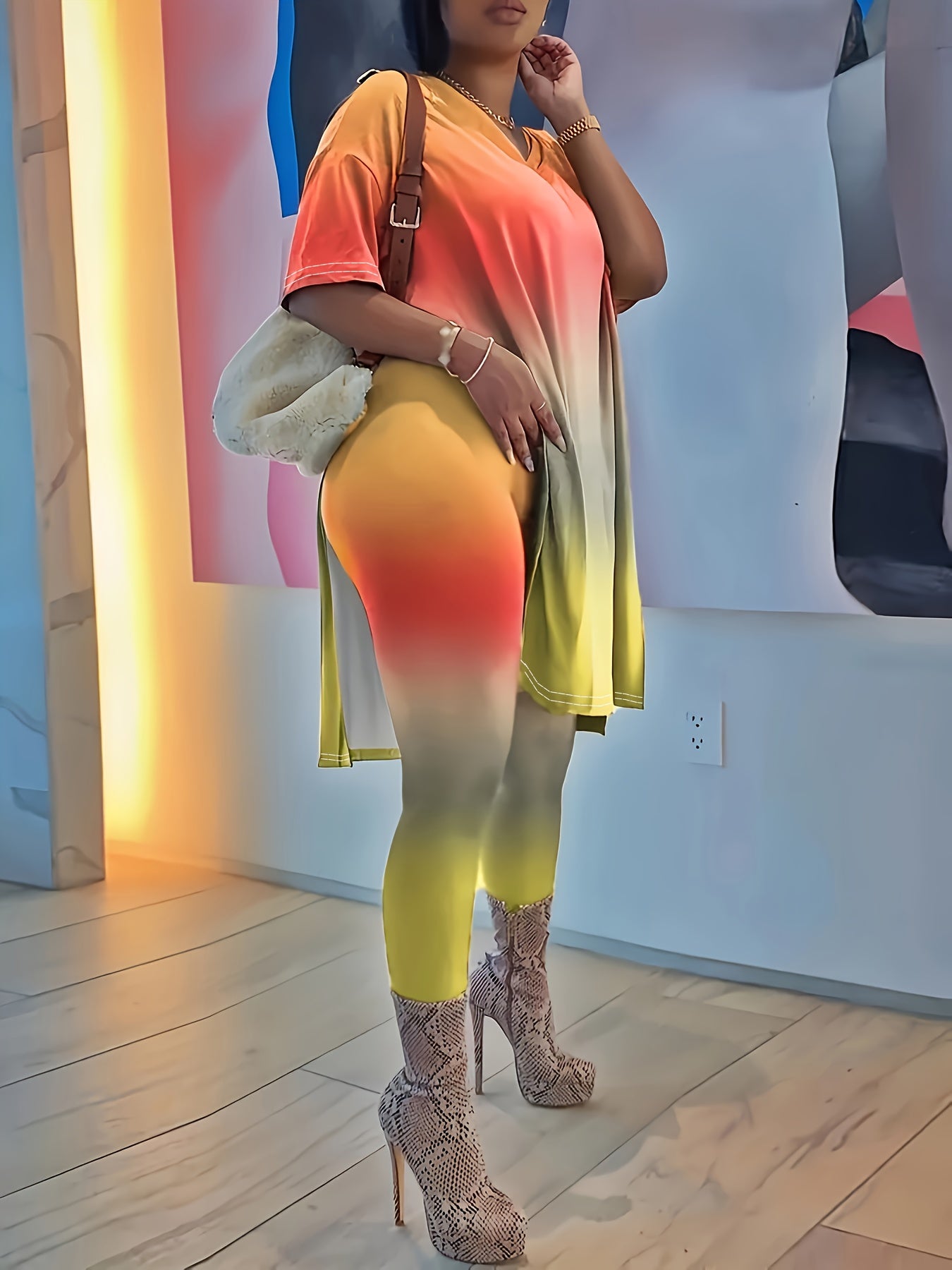Plus Size Chic Gradient Two-Piece Set