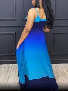 Plus Size Ombre Print Pocket Cami Dress